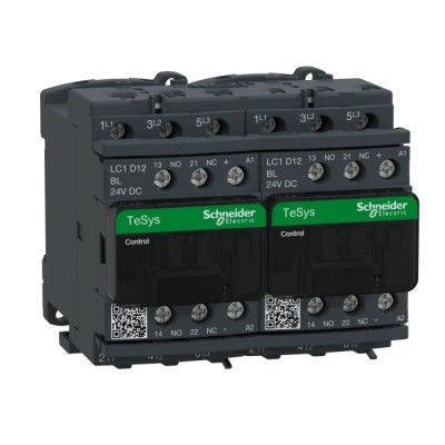 Schneider Electric LC2D Contactor, 24V DC Coil, 3-Pole, 12 A, 5.5 kW Power Rating, 3 NO, 690V AC LC2D12BL