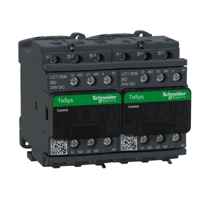 Schneider Electric Motor Control Contactor LC2D09BD, 24V DC Coil, 3-Pole, 9A, 4 kW, 690V AC LC2D09BD