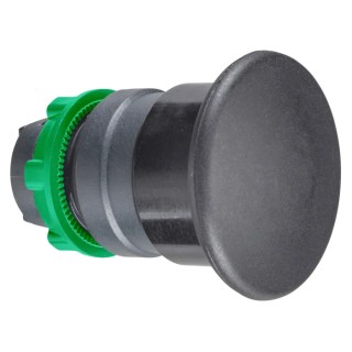Schneider Electric Harmony XB5 Black Mushroom Shaped Round Spring Return Push Button Head 22 mm Cutout, IP66, IP69K ZB5AC2