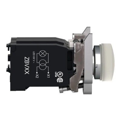 Schneider Electric Panel Mount White LED Pilot Light Harmony XB4 22 mm Cutout 240V ac IP69 IP67 IP66 IP69K XB4BV41