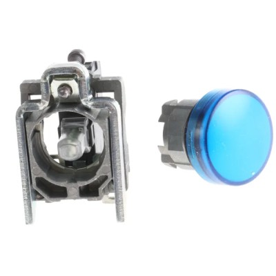 Schneider Electric Panel Mount Blue LED Pilot Light Harmony XB4 22 mm Cutout 24 V ac/dc Metal Body XB4BVB6