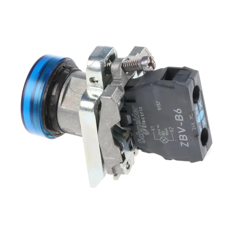 Schneider Electric Panel Mount Blue LED Pilot Light Harmony XB4 22 mm Cutout 24 V ac/dc Metal Body XB4BVB6