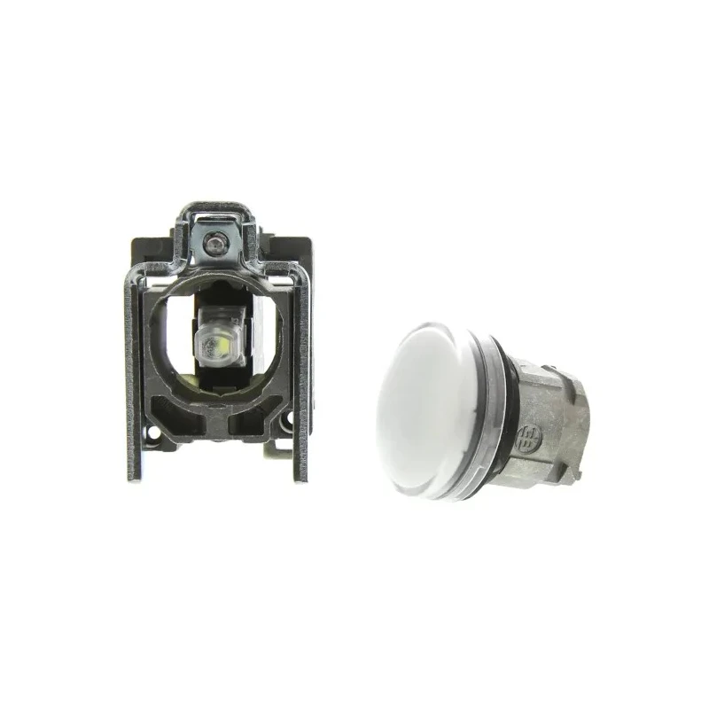 Schneider Electric Panel Mount White LED Pilot Light Harmony XB4 22 mm Cutout 240V AC Metal Bezel Round XB4BVM1
