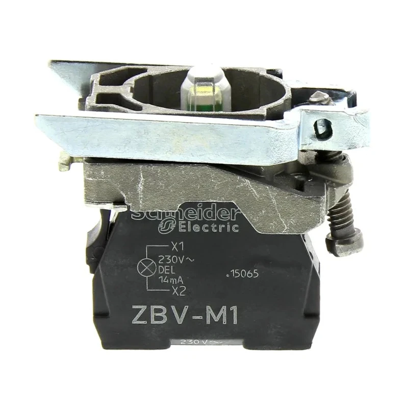 Schneider Electric Panel Mount White LED Pilot Light Harmony XB4 22 mm Cutout 240V AC Metal Bezel Round XB4BVM1