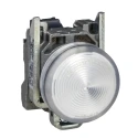 Schneider Electric Panel Mount White LED Pilot Light Harmony XB4 22 mm Cutout 240V AC Metal Bezel Round XB4BVM1
