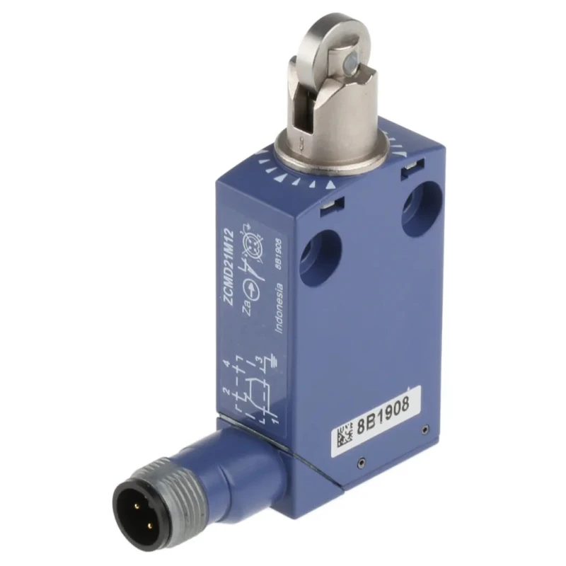 Telemecanique Sensors OsiSense XC Series Roller Plunger Limit Switch, 1 NO/1 NC, IP66, IP69, Zamak Housing, 250V XCMD2102M12
