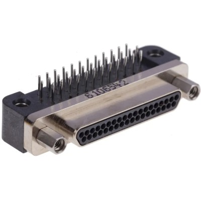 Glenair High-Density 37 Way Right Angle Micro-D 1.91 mm Pitch Through Hole D-Sub Connector Male GMR7590
