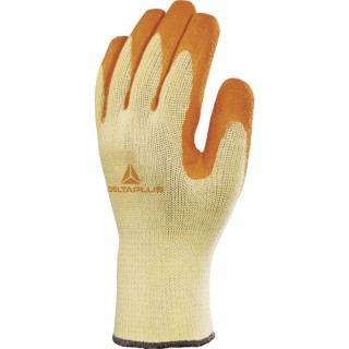 Delta Plus VE730OR Orange, Yellow Polyester Work Gloves Size 10 Latex Coating VE730OR