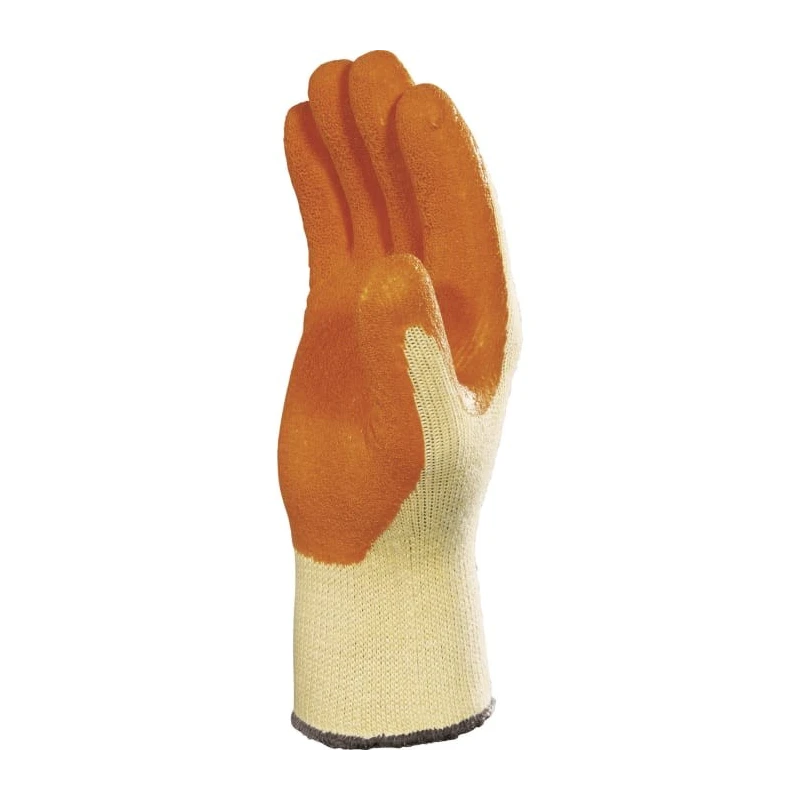 Delta Plus VE730OR Orange, Yellow Polyester Work Gloves Size 10 Latex Coating VE730OR