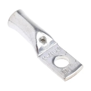 RS PRO Uninsulated Tubular Ring Terminal, M5 Stud Size, 8 AWG Wire Size, Copper Tin Plated, Grey 531-015