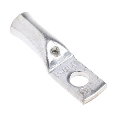 RS PRO Uninsulated Tubular Ring Terminal, M5 Stud Size, 8 AWG Wire Size, Copper Tin Plated, Grey 531-015