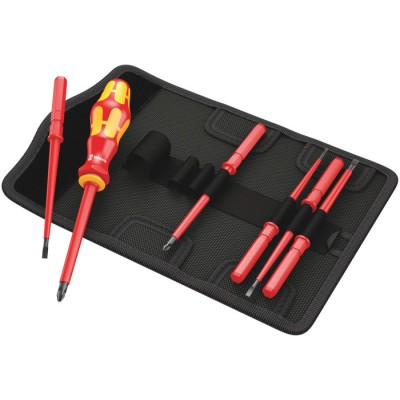 Wera Interchangeable Insulated Screwdriver Set 7-Piece Slotted Phillips Tips 154mm Blade Length 05003472001