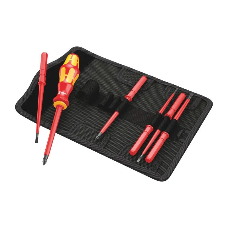Wera Interchangeable Insulated Screwdriver Set 7-Piece Slotted Phillips Tips 154mm Blade Length 05003472001