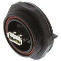 Bulgin USB Connector Straight Panel-Mount 1 Port USB Type A USB 2.0 30V IP68 