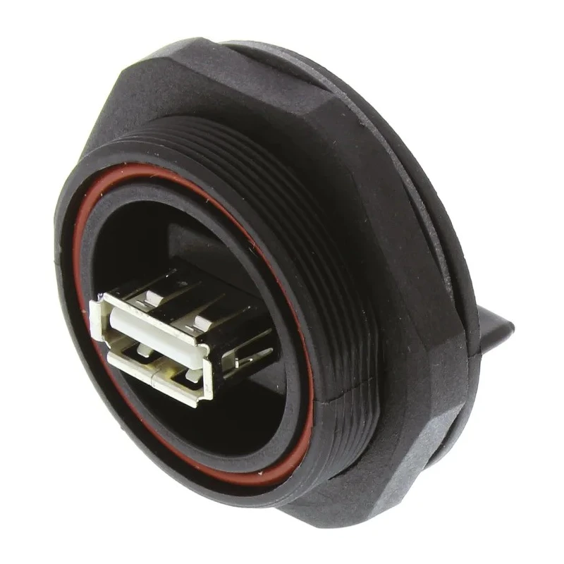 Bulgin USB Connector Straight Panel-Mount 1 Port USB Type A USB 2.0 30V IP68 