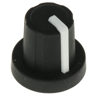 Sifam Black Push-On Potentiometer Knob 16 mm Diameter, 15.9 mm Height, for 6 mm Splined Shaft 3/03/TPN110-006/237/224