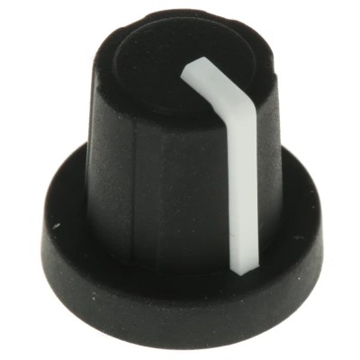 Sifam Black Push-On Potentiometer Knob 16 mm Diameter, 15.9 mm Height, for 6 mm Splined Shaft 3/03/TPN110-006/237/224