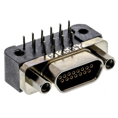 Glenair 15 Way Right Angle D-Sub Connector Female 2.54 mm Pitch Through Hole MWDM2L-15SCBRP-.110