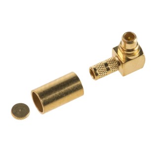 Huber+Suhner MMCX Series Coaxial Connector Cable Male MCX, 50 Ω, Right Angle Body, Solder Termination 16_MMCX-50-2-2/111_OE