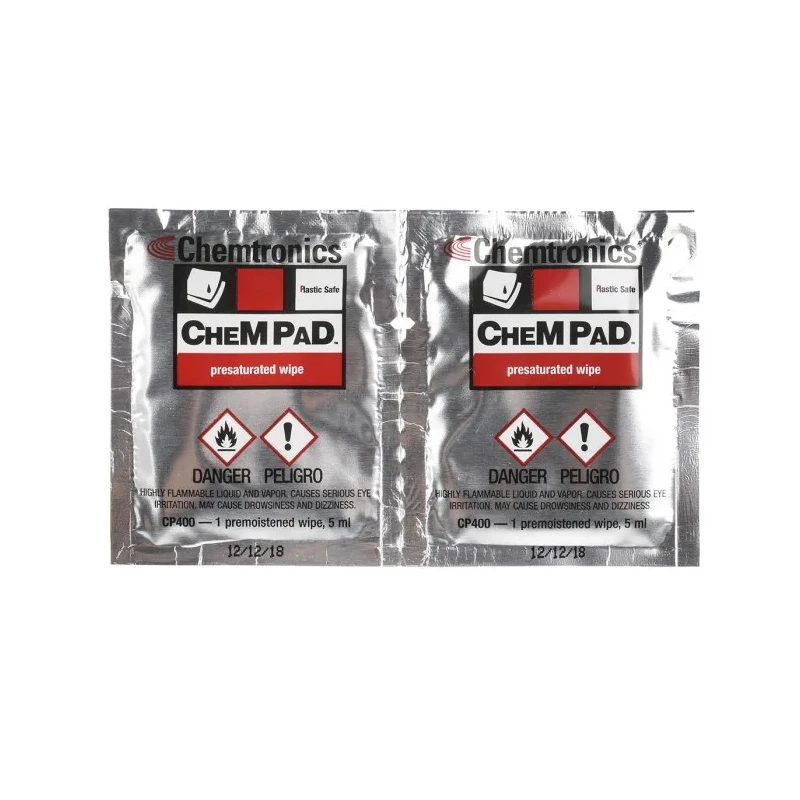 Chemtronics Wet Isopropanol Wipes Box of 50, 76 x 102 mm, Single Use, CP400