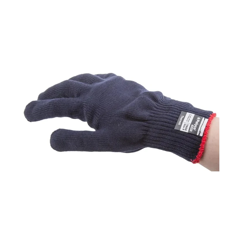 Polyco Healthline Thermit Black Yarn Work Gloves Size 9 Uncoated Coating 7802