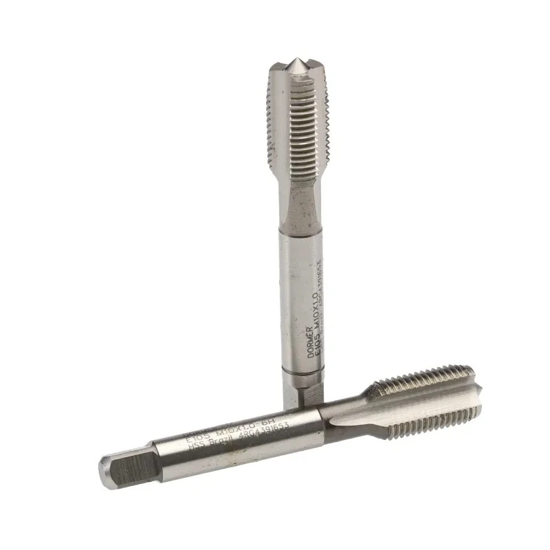 Dormer Hand Tap Set, M10 Thread, Metric Fine Standard, Straight Flute, High-Speed Steel, 63mm Overall Length E105M10X1.0NO9