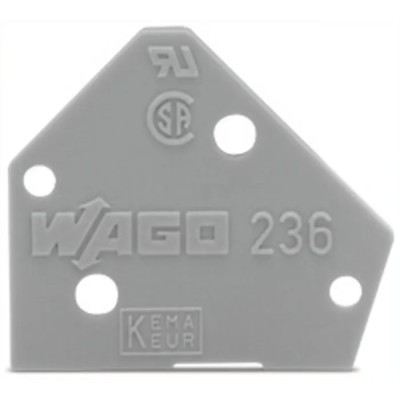 WAGO Polyamide 66 End Plate for PCB Terminal Blocks and Pluggable Connectors 236-100