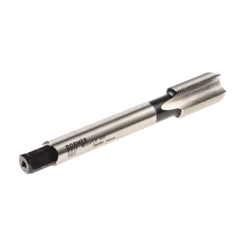 Dormer Machine Threading Tap M12 Thread Metric Fine Standard HSS Straight Flute ISO 529 E513M12X1.0NO3