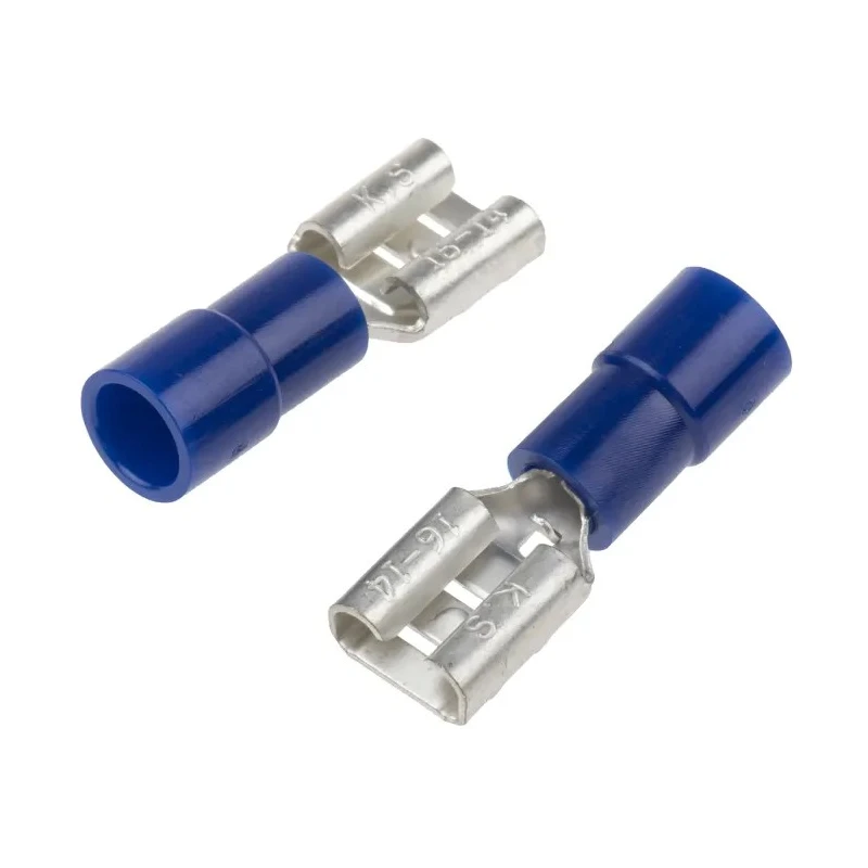 RS PRO Blue Insulated Female Spade Connector, Crimp, 6.35 x 0.8 mm Tab Size 16 AWG to 14 AWG 613-9902