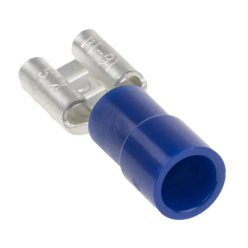 RS PRO Blue Insulated Female Spade Connector, Crimp, 6.35 x 0.8 mm Tab Size 16 AWG to 14 AWG 613-9902