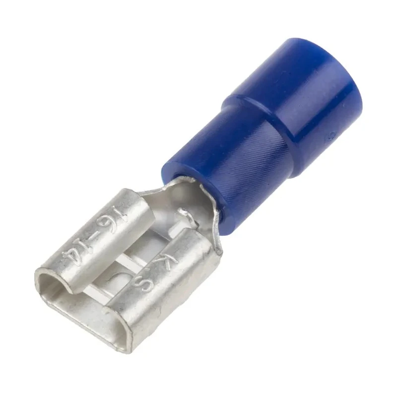 RS PRO Blue Insulated Female Spade Connector, Crimp, 6.35 x 0.8 mm Tab Size 16 AWG to 14 AWG 613-9902