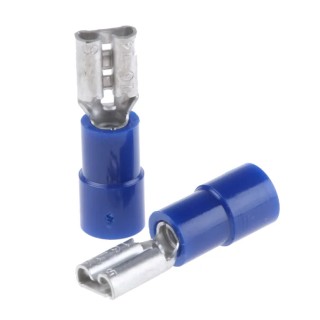 RS PRO Blue Insulated Female Spade Connector, Crimp, 4.75 x 0.5 mm Tab Size 16 AWG to 14 AWG 613-9851