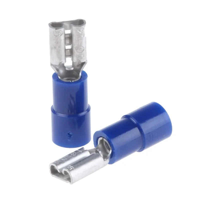 RS PRO Blue Insulated Female Spade Connector, Crimp, 4.75 x 0.5 mm Tab Size 16 AWG to 14 AWG 613-9851