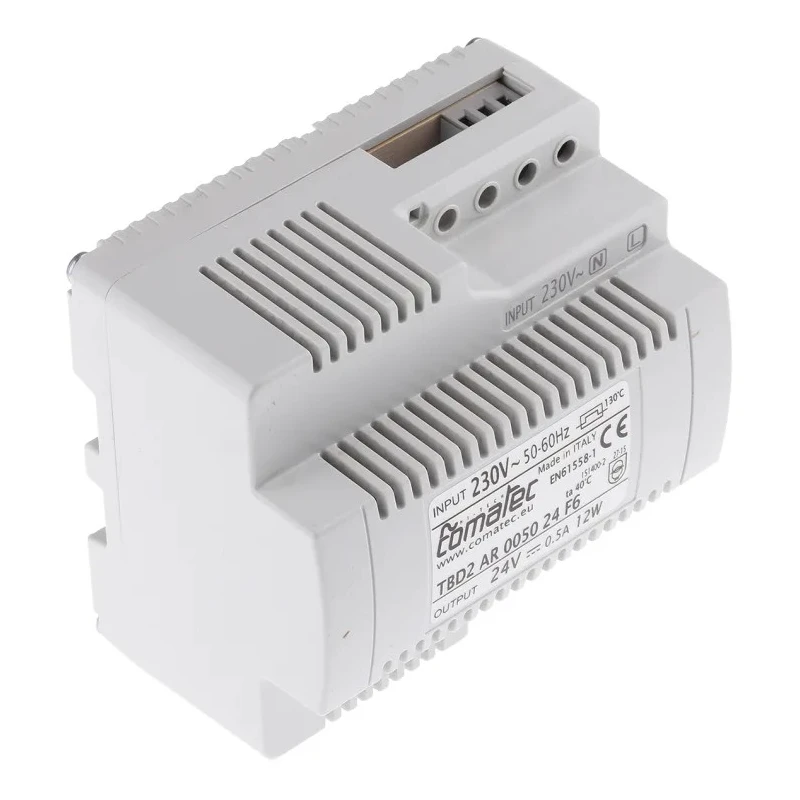 Comatec Linear DIN Rail Power Supply 230V AC Input 24V DC 500mA 12W TBD2