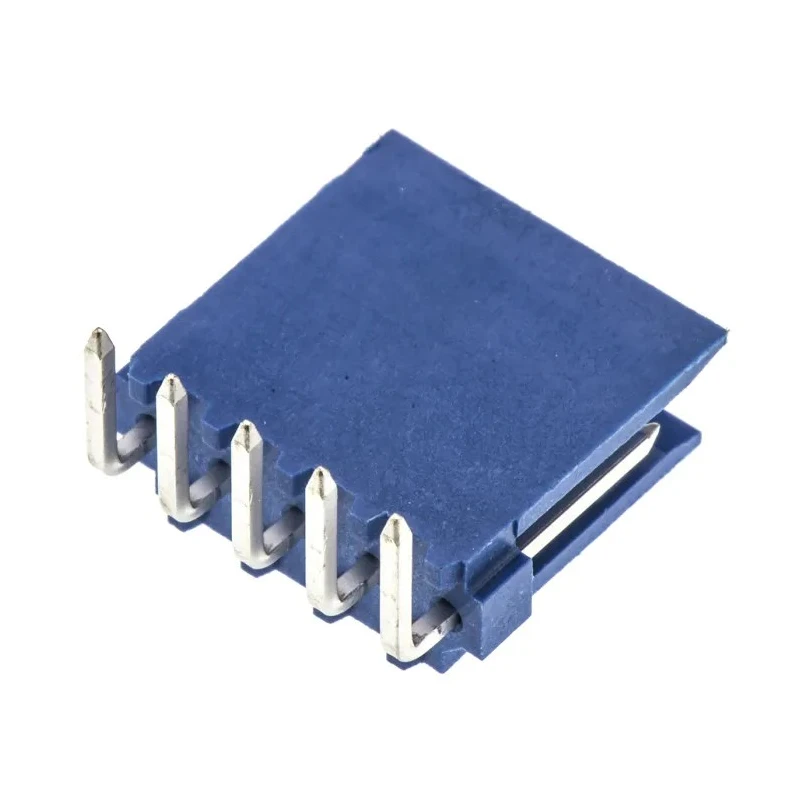 TE Connectivity AMPMODU HE14 Series Right Angle Through Hole PCB Header 5 Contact 2.54 mm Pitch 1 Row Shrouded HE14