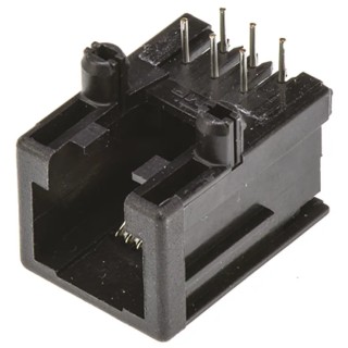 TE Connectivity 1-1705950 Series RJ25 Connector Female, Through Hole, Cat3 UTP Shield Right Angle 2 Port 6 Way RJ25