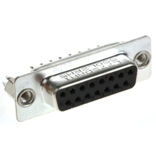 Amphenol Communications Solutions 15 Way Straight 2.74 mm Pitch Panel Mount D-Sub Connector, 5A, Female, Thermoplastic L77SD