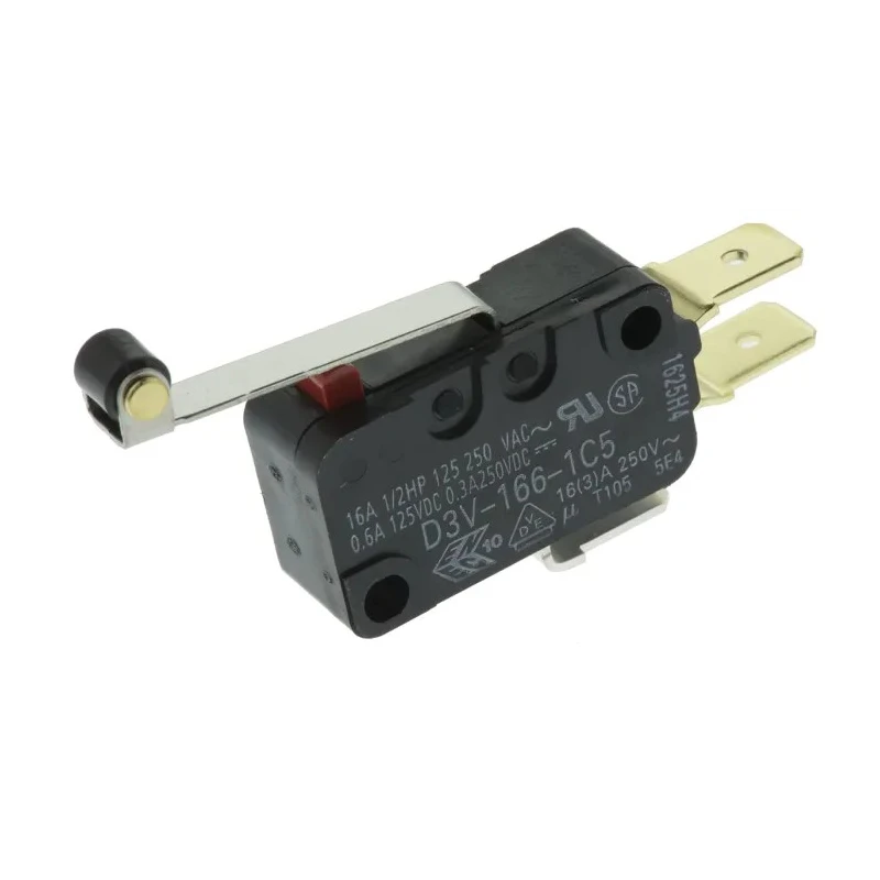 Omron Roller Lever Miniature Micro Switch, Tab Terminal, 16A Current Rating, 250V AC/DC, SPCO Contact, IP40 D3V-166-1C5