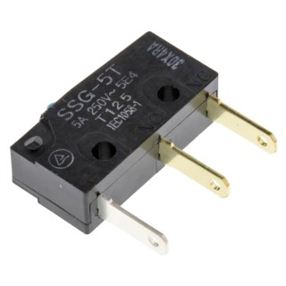 Omron Subminiature Pin Plunger Micro Switch with Tab Terminal, 5A, 250V AC, 30V DC, SPDT, IP40 SSG-5T