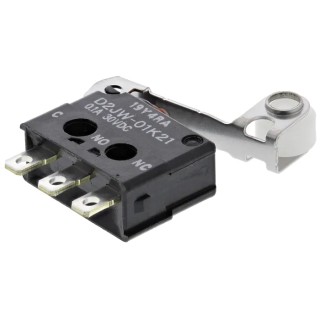 Omron Roller Lever Micro Switch, Solder Terminal, 100mA Current, 30 V DC, SPDT Contact Configuration, IP67 D2JW-01K21