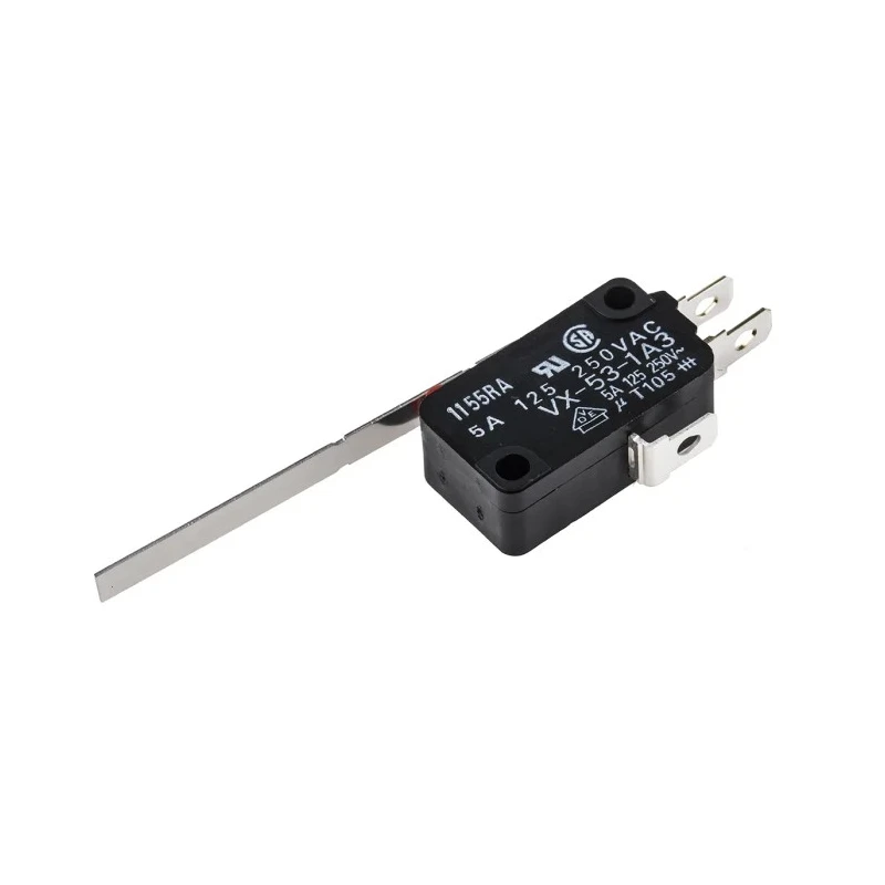 Omron Aratas Long Hinge Lever Micro Switch, Solder Terminal, 5A, 250 V ac, SPDT, IP40 VX-53-1A3