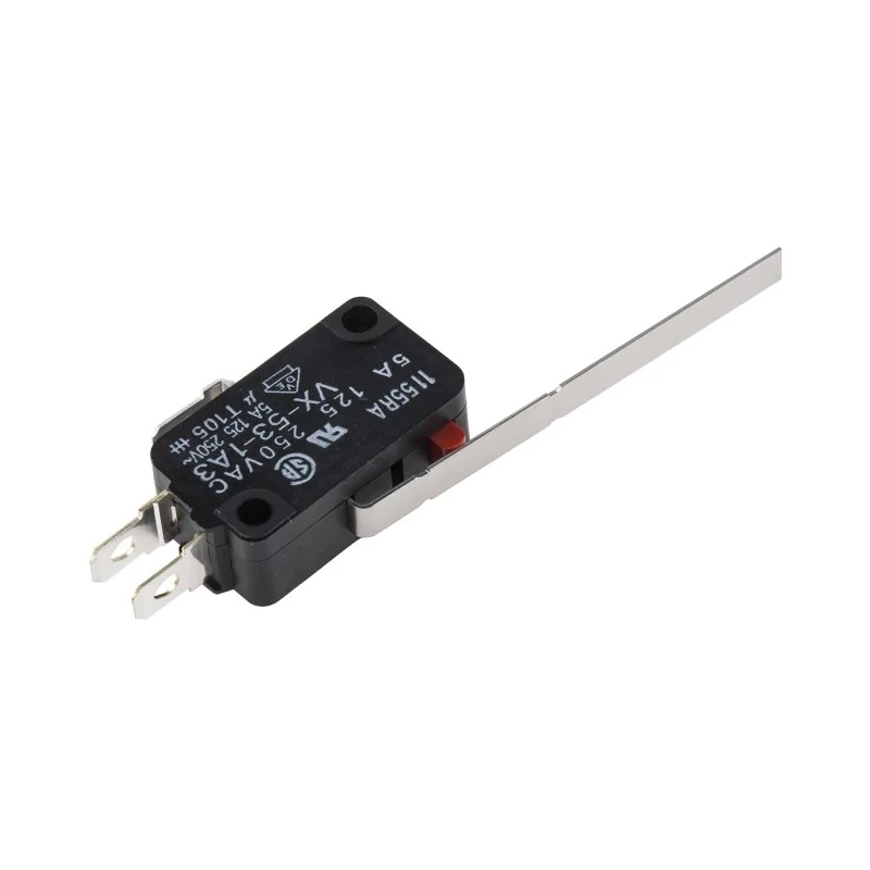 Omron Aratas Long Hinge Lever Micro Switch, Solder Terminal, 5A, 250 V ac, SPDT, IP40 VX-53-1A3