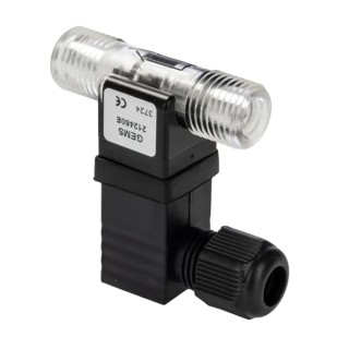 Gems Sensors FT-210 Series Turbine Flow Sensor for Liquid, 0.026gal/m Min, 0.65gal/min Max, Nylon 12 Housing, 24V 212460E