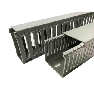RS PRO Cable Trunking Grey Open Slot 25mm Width x 25mm Depth x 2m Length Polyvinyl Chloride W25mm