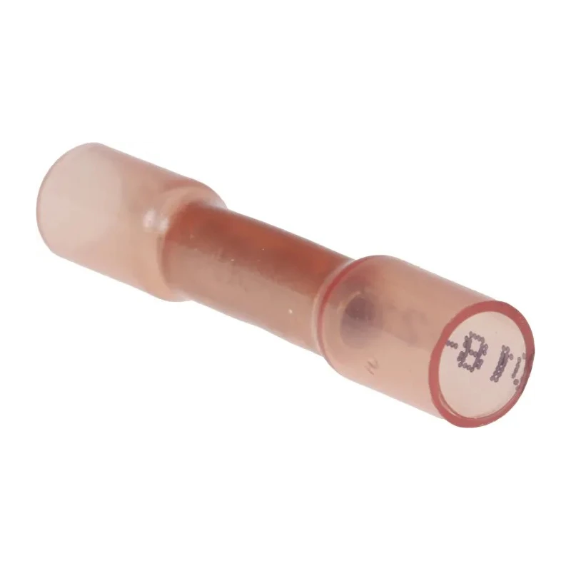 TE Connectivity DuraSeal Insulated Butt Splice Connector, Red, Nylon Insulation, Tin-Plated Copper, 18 to 22 AWG DS-18-22-RS