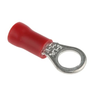 RS PRO Insulated Ring Terminal M5 Stud, Wire Size 22 AWG to 16 AWG, Red, Polyvinyl Chloride Insulation 534-200
