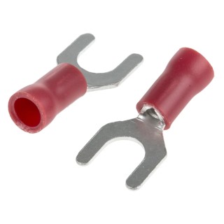 RS PRO Insulated Fork Terminal 22 AWG to 16 AWG M5 Stud Size Vinyl Red 534-250