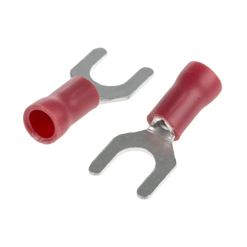 RS PRO Insulated Fork Terminal 22 AWG to 16 AWG M5 Stud Size Vinyl Red 534-250