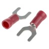 RS PRO Insulated Fork Terminal 22 AWG to 16 AWG M5 Stud Size Vinyl Red 534-250