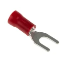 RS PRO Insulated Fork Terminal, 22 AWG to 16 AWG, M4 Stud Size, Vinyl Insulation, Red 534-266